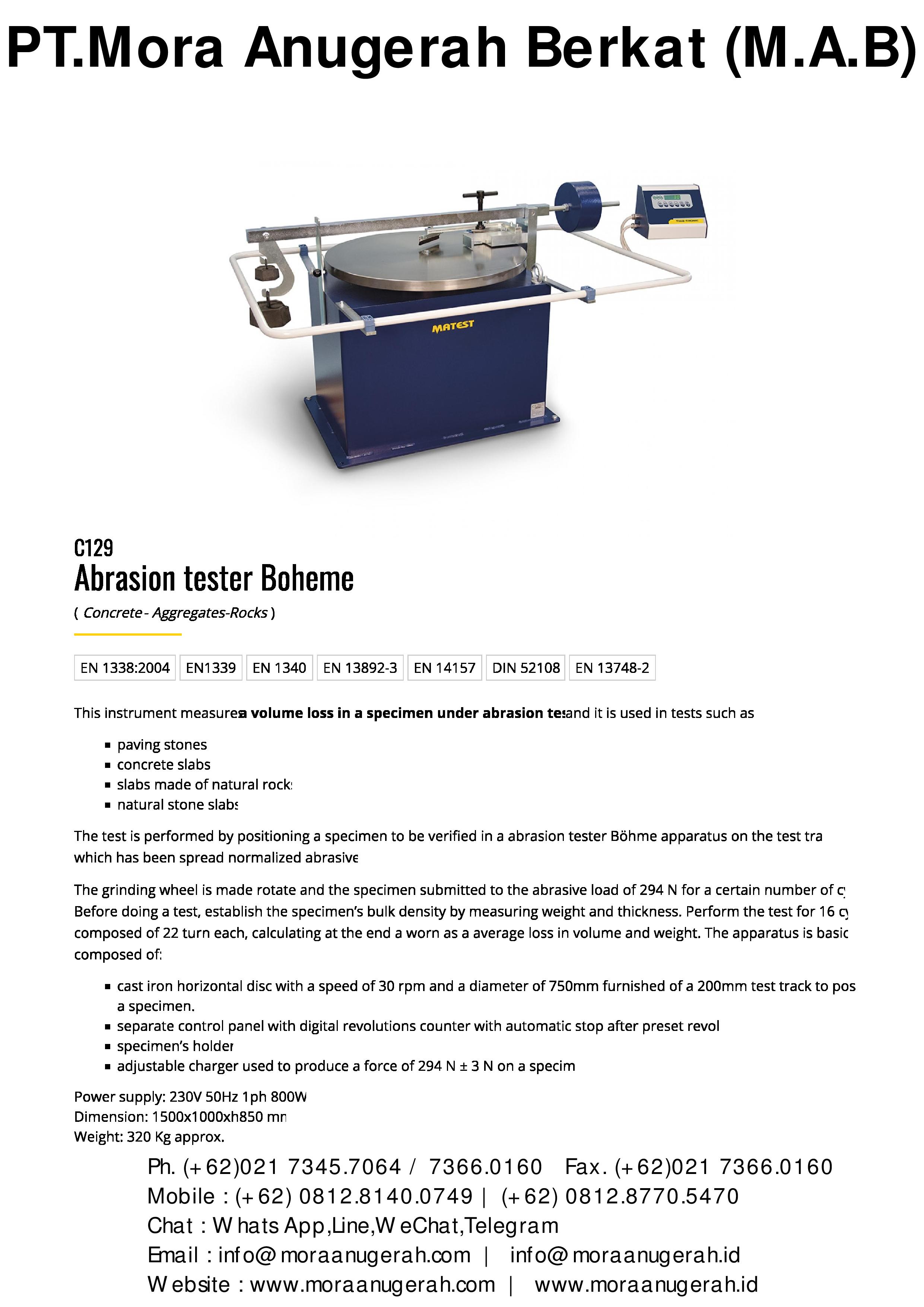 Alat Uji MATEST Abrasion Test Bohme C129