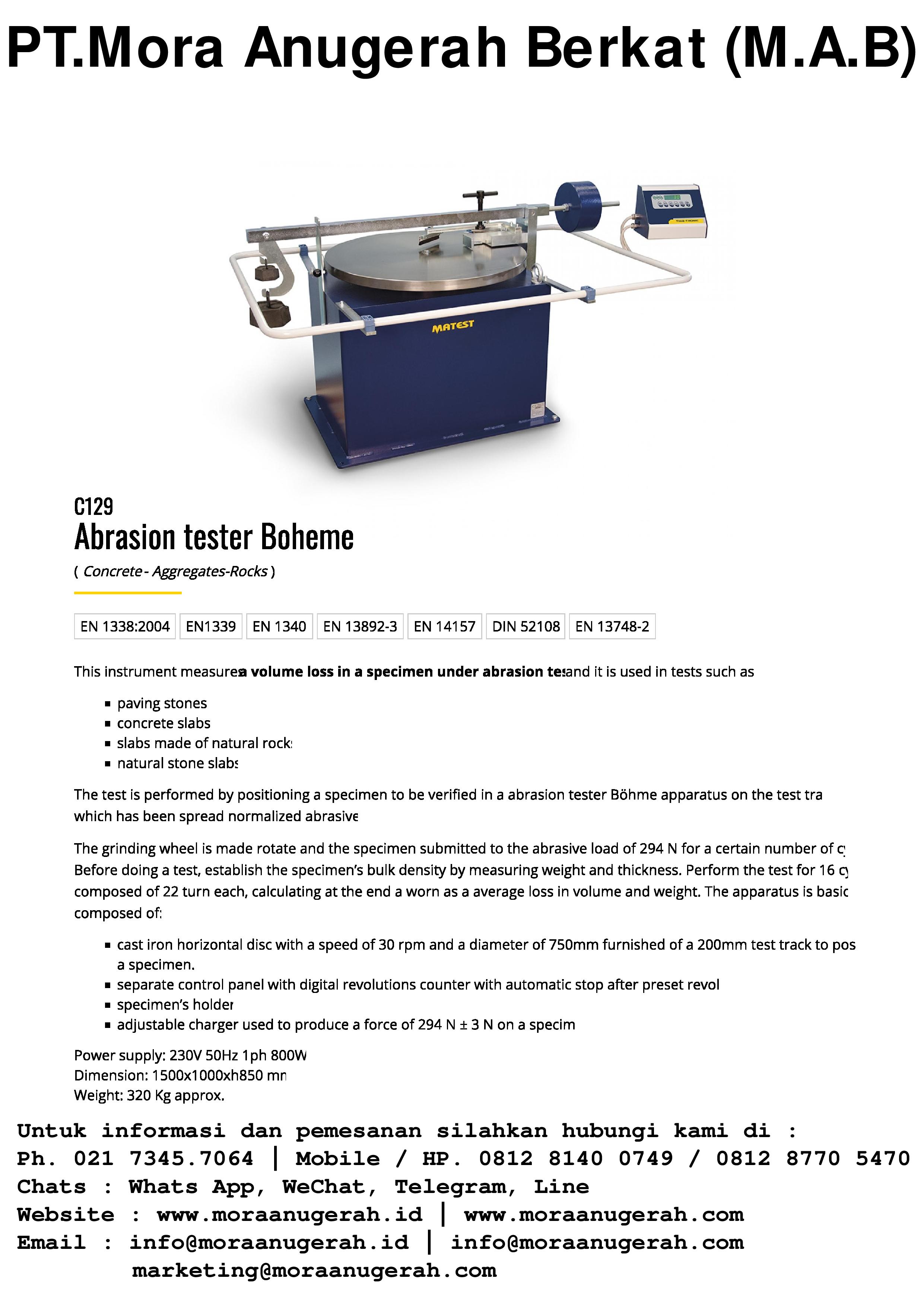 Jual Bohme Abrasimeter - C129 - MATEST