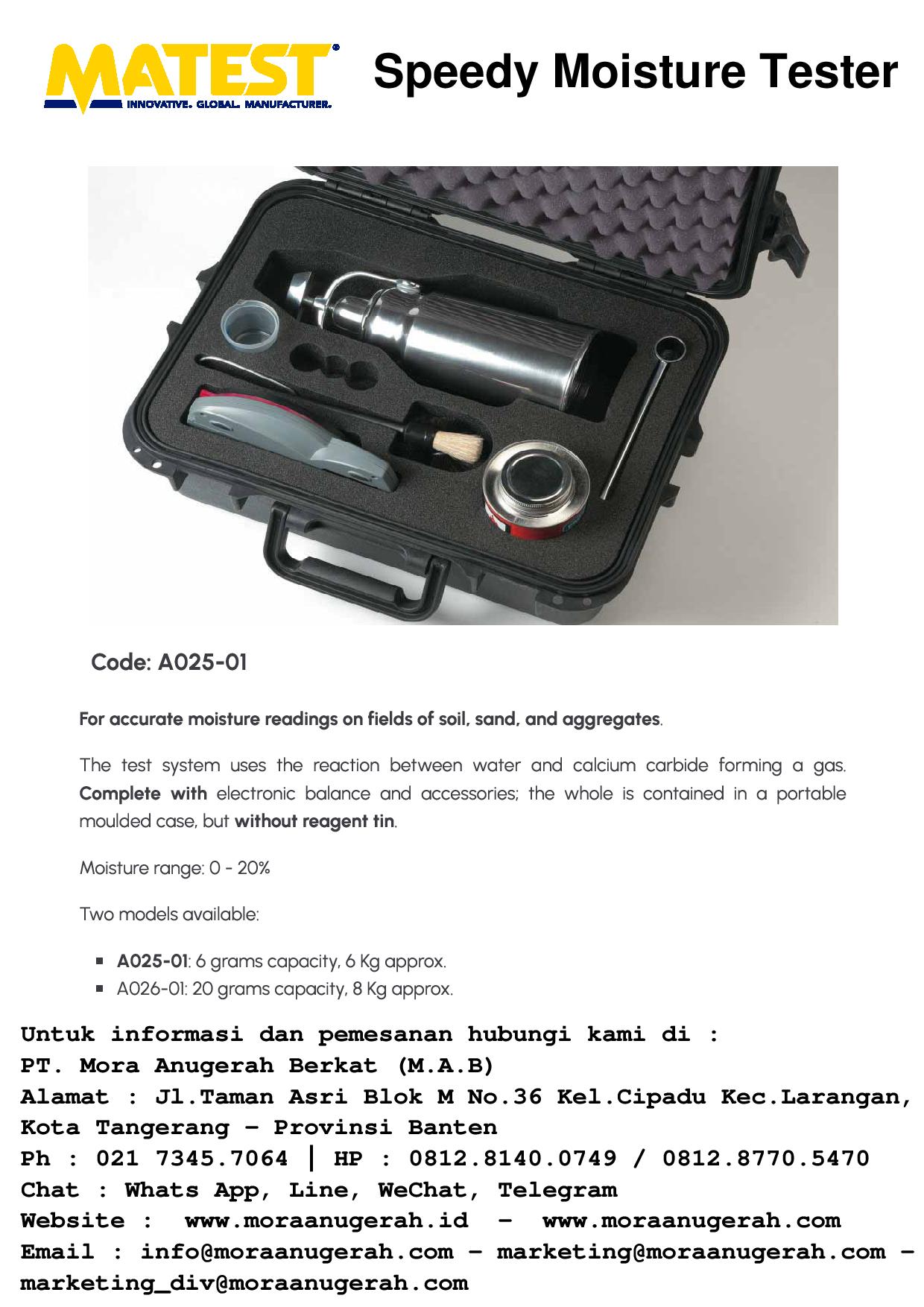 MATEST - [A025 KIT] Speedy Moisture Meter